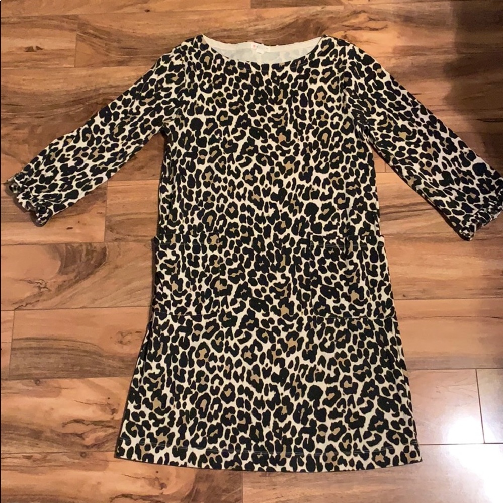 Leopard 3/4 sleeve Crewcuts dress with pockets
